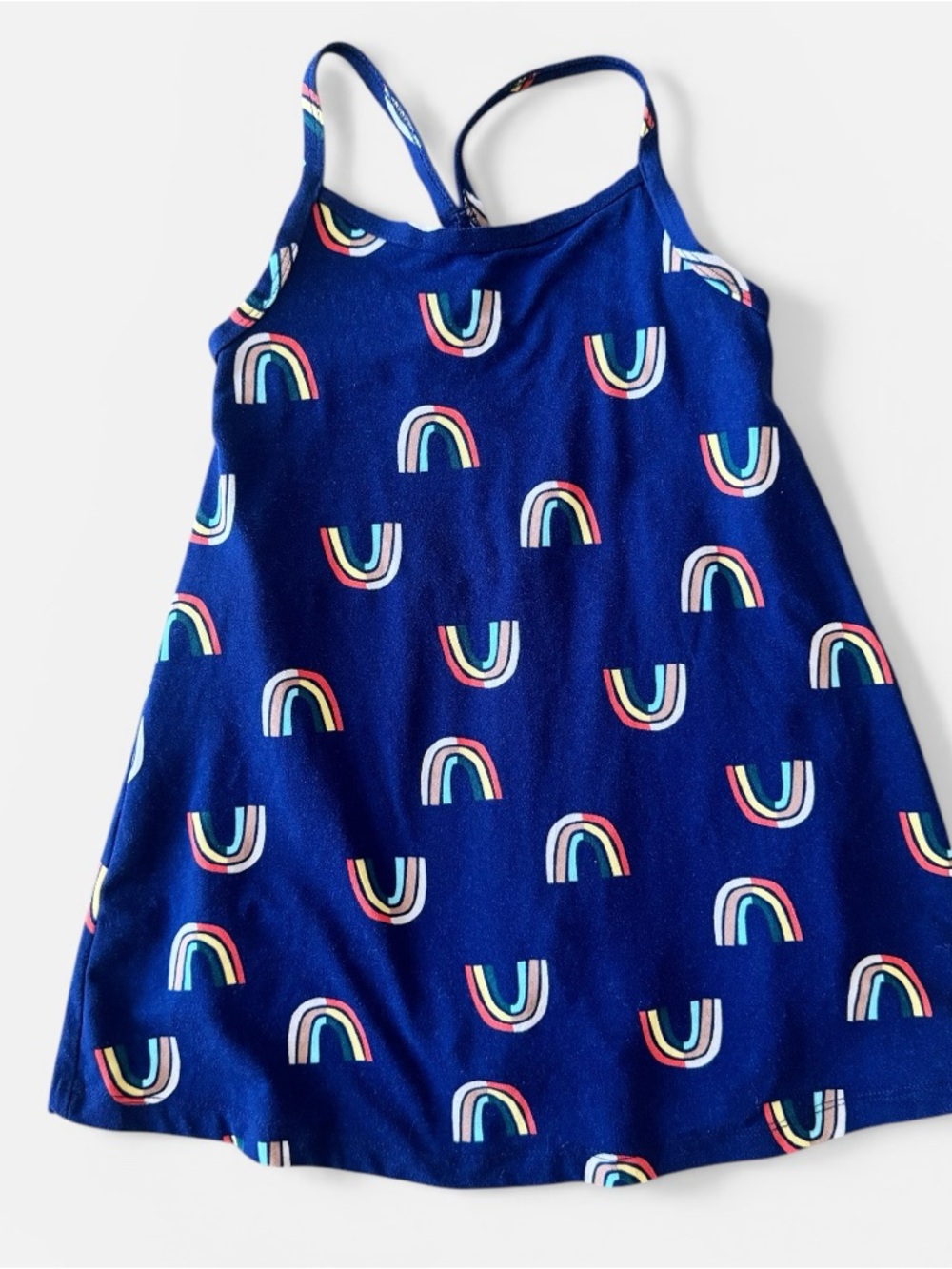 Hanna Andersson Navy Rainbow Print UV Dress with built in shorts size 4 - Picture 3 of 10